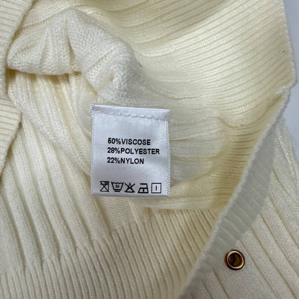 Vaara VR622 Grommet Sweater Women Large Cream Ribbed Knit Gold Stud Pullover - Picture 6 of 6